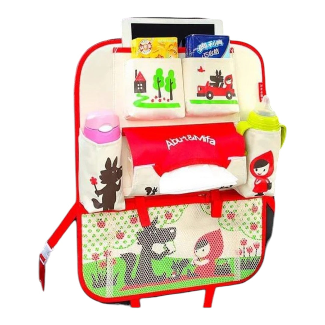Kids Cartoon Themed Premium Car Seat Back Organizer Travel Accessories Seat Storage Bag Back Seat