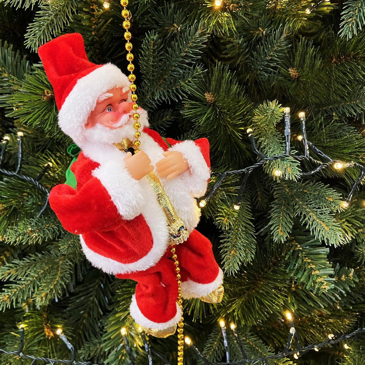 Flying Somersault Santa Claus Hanging Ornament, Musical Parachute Christmas Decoration