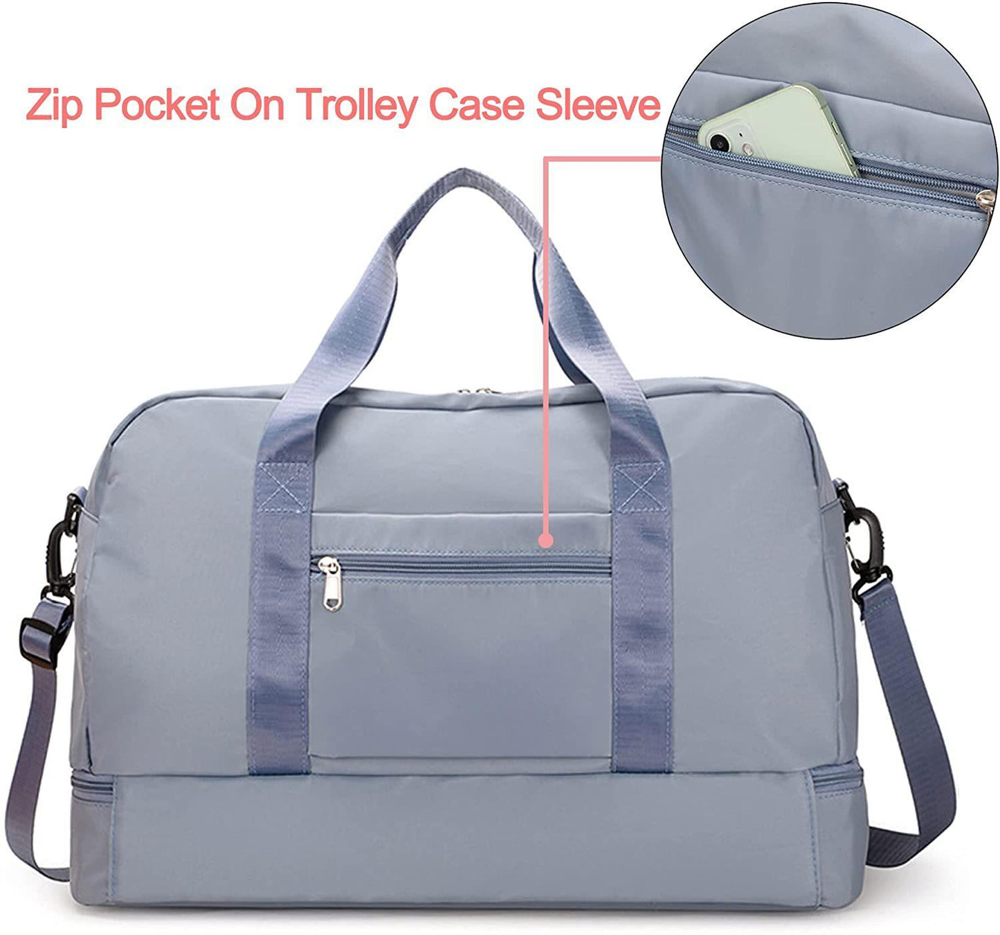 Nylon Sports Duffel Bag Waterproof Gym Travel Bag with Shoe Compartment