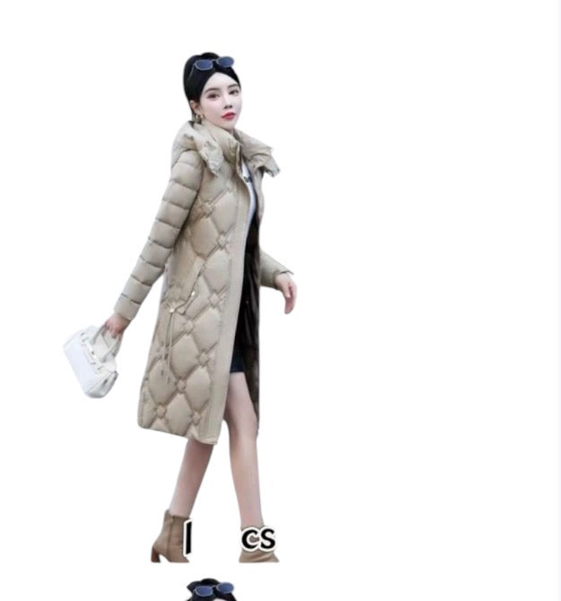 Ladies Mid-Long Length Diamond Quilted Puffer Jackets-Various Colour