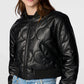 Ladies Cropped Faux Leather Bomber Jacket-Various Colours