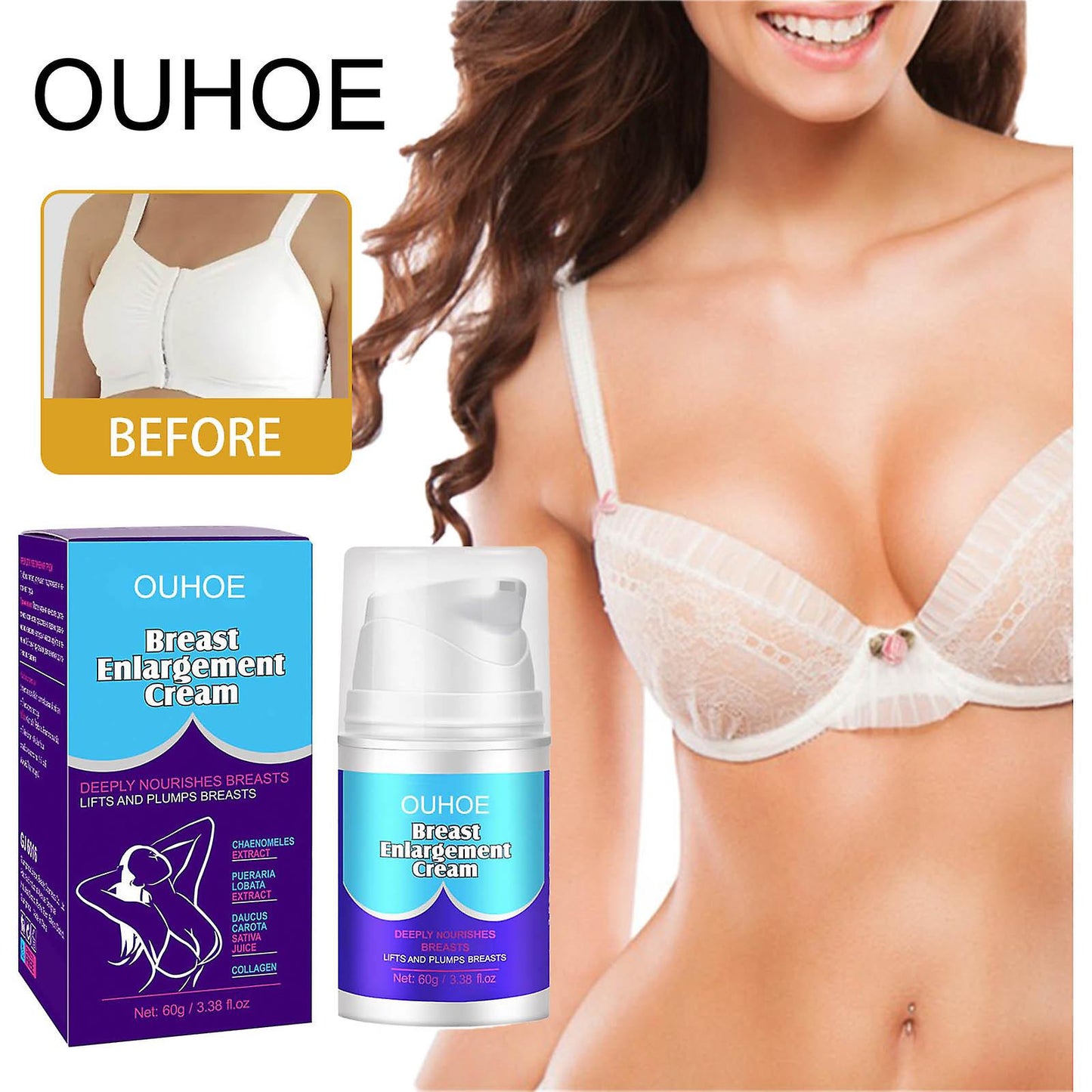 Breast Enhancement Cream, Breast Enlargement, Natural Breast Firming And Lifting Cream For Women 60ml