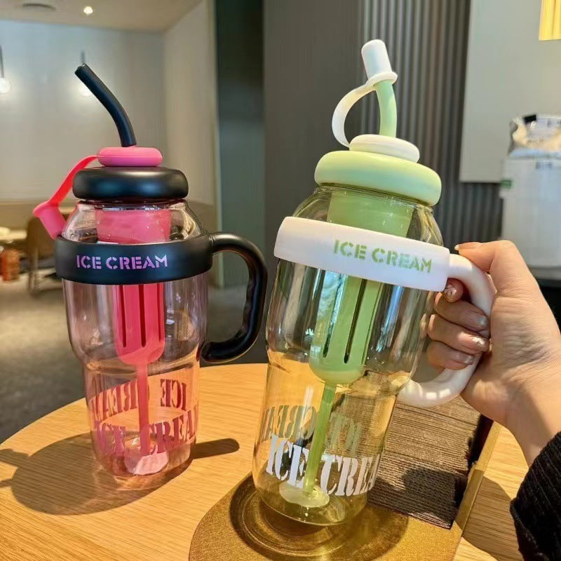 Portable Plastic Water& Icecream Bottle 1200ml With Tea Infuser Straw