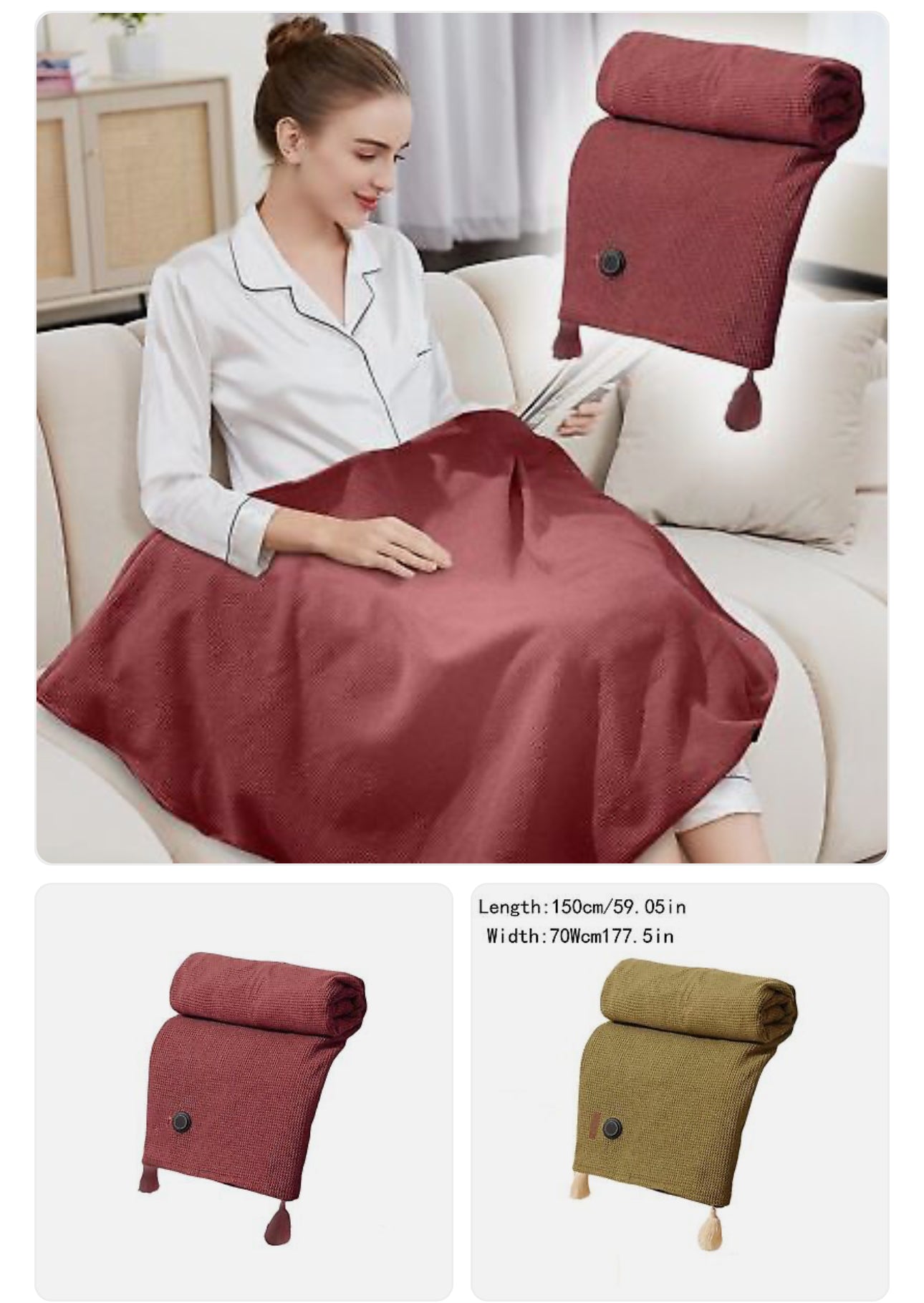 Large Plush we USB Electric Heated Blanket Warm Throw Poncho Wrap Blanket Shawl Portable