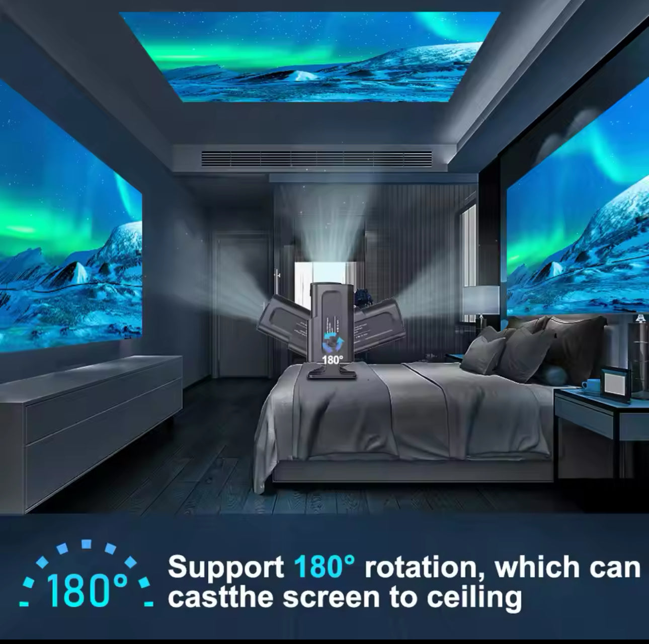4K Portable Projector With Screen Mirroring - Black
