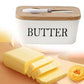 MHome Ceramic Butter Dish With Bamboo Wooden Lid & Butter Knife-Various Colours