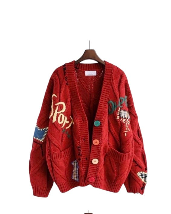 Ladies Knitted Embroidered Cardigan-Various Colours