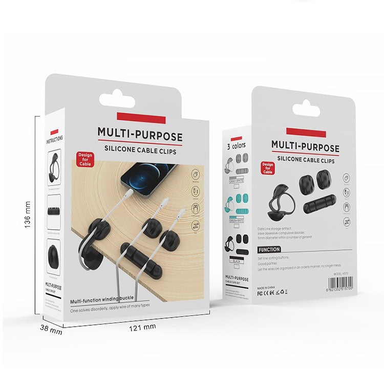 MTech 4-Piece Silicone Cable Organiser Set – Multipurpose Desk & Office Cable Clips