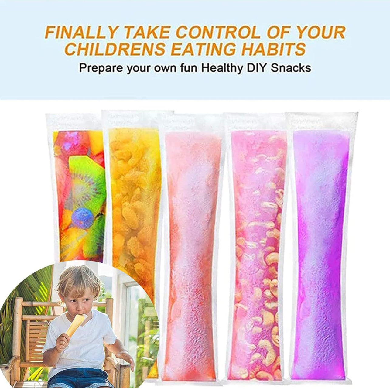 DIY Ice Popsicle Maker Ice Cream Molds Bags Reusable Easy Release Freezer Pops Maker