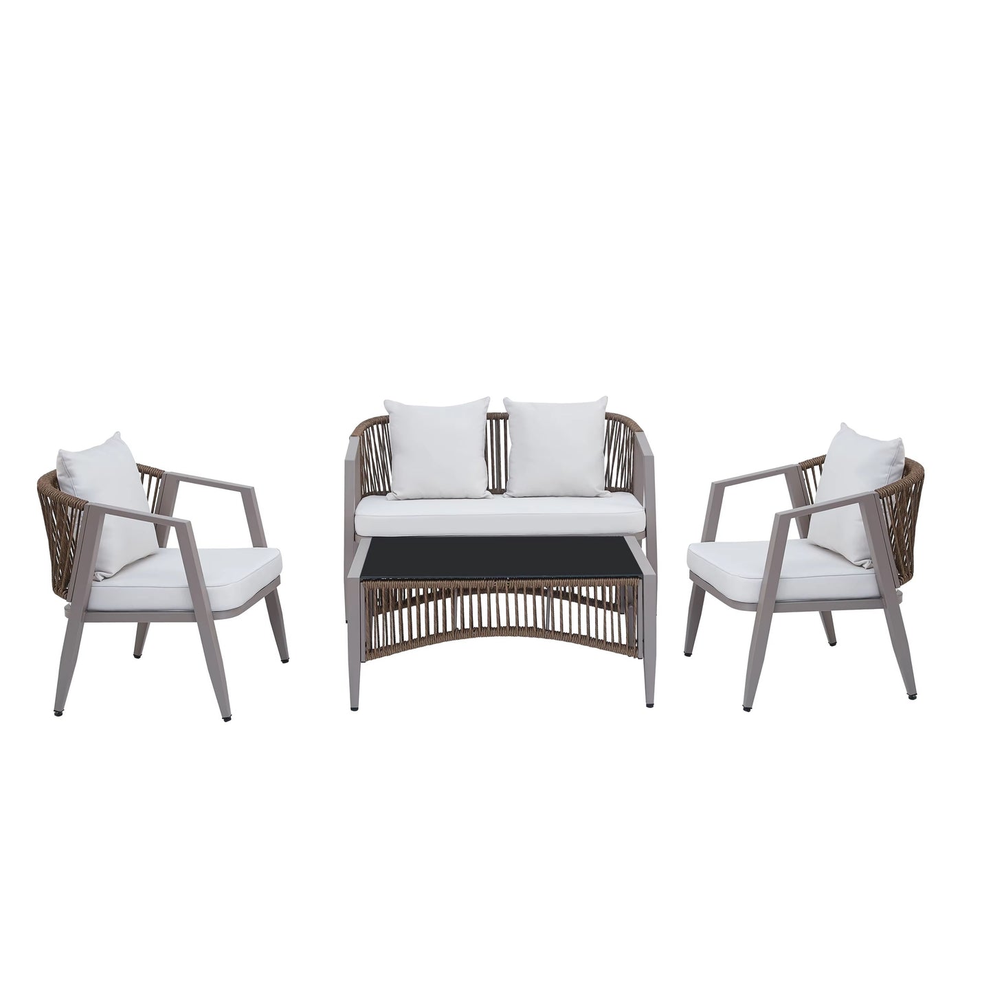 MFURN Pesci Woven Rope Style Outdoor Patio Set 4pc