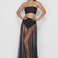 Sexy Solid Color Tube Top See-Through Mesh Long Skirt Summer Vacation Set