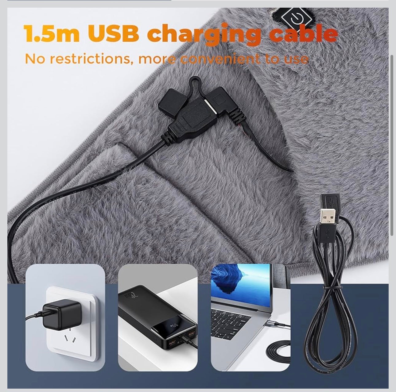 MCare USB Powered Heating Waist Belt, Heating Pad with Hand Pockets, Electric Heated Waist Belt for Period Cramps Body Joints Pain, Three - Level Temperature Control, Grey