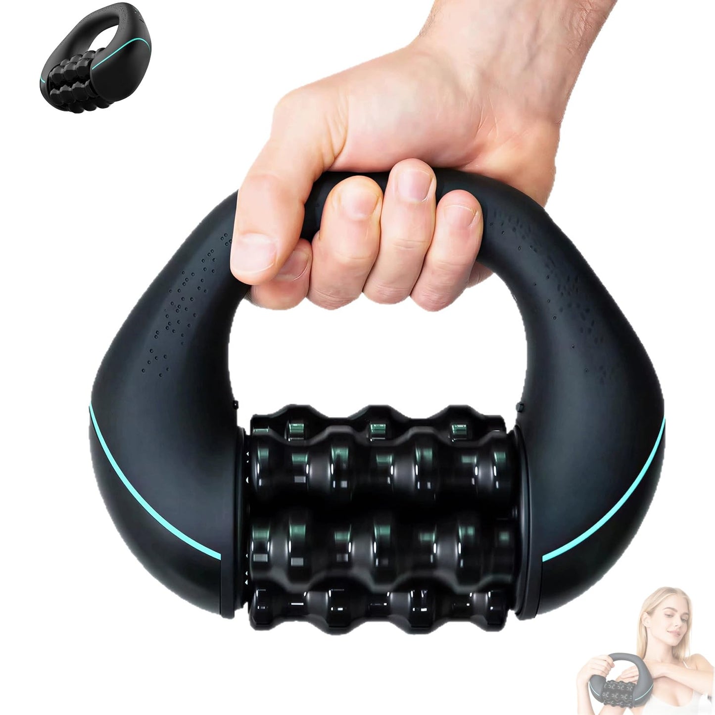 MSportz Electric Handheld Rolling Massager,Electric Rolling Percussion Massager,Marvixor Cellulite Roller,Ergonomic Multiple Handles, 3 Strength Levels, and 24 Massage Buttons