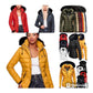 Winter Warm Solid Color Fur Collar Zipper Down Jacket Casual Outfit for Women Slim Fit Hooded