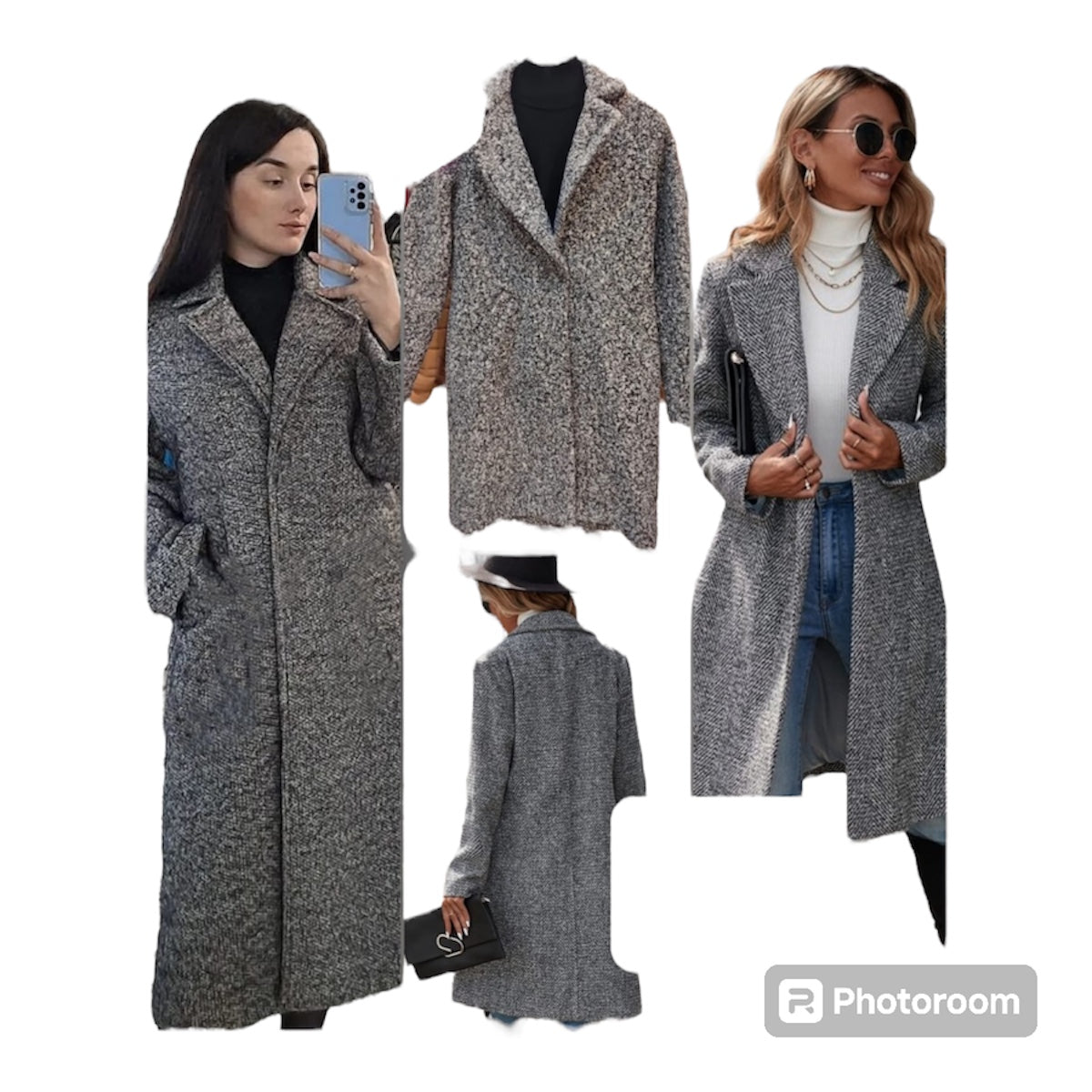 Ladies Long Trendy Coat Grey Only