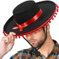 Funny Party Hats Matador Costume – Spanish Hat - Black and Red Matador Hat - Spanish Bull Fight Hat - Black Sombrero Hat, Matador Spanish Bull Fighting Costume Hat, One Size