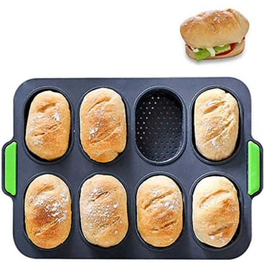 Silicone Bread Pan Baguette Tray, Non-Stick Cake Molds, Mini Loaf Pan, Perfect Pan, 8 Mini Loaves