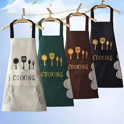MHome Waterproof Kitchen Aprons for Women, Cooking Apron for Cooking, Baking, Chefs Apron with Pocket, Premium Aprons as a Gift for Mum, Wife, Girlfriend, Grandma-Various Colours