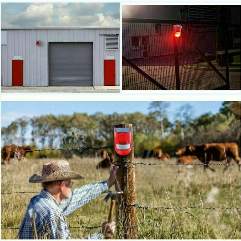 MHome Solar-Powered Security Alarm with 129Db Siren 6 LED Flashing Warning 400Mah Rechargeable Lithium