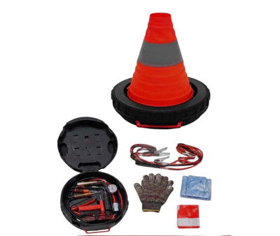 MTech Collapsible Safety Traffic Cones, Emergency Roadside Assistance Kit, 27",with Many Tools, Multipurpose