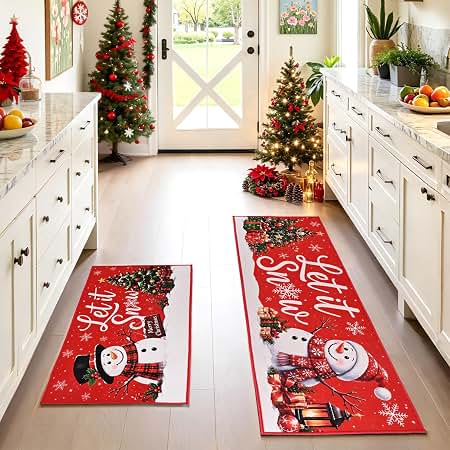 MHome Christmas Themed Floor Mat Set 2pc Various Colours
