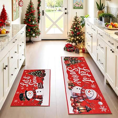 MHome Christmas Themed Floor Mat Set 2pc Various Colours
