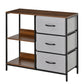 MFURN Narrow Fabric Chest of Drawers, Fabric Dresser with 3 Folding Drawers, 3 Open Shelves and Wide Top, Dresser for Bedroom, Living Room and Hallway, Walnut, Light Gray & Dark Gray Options