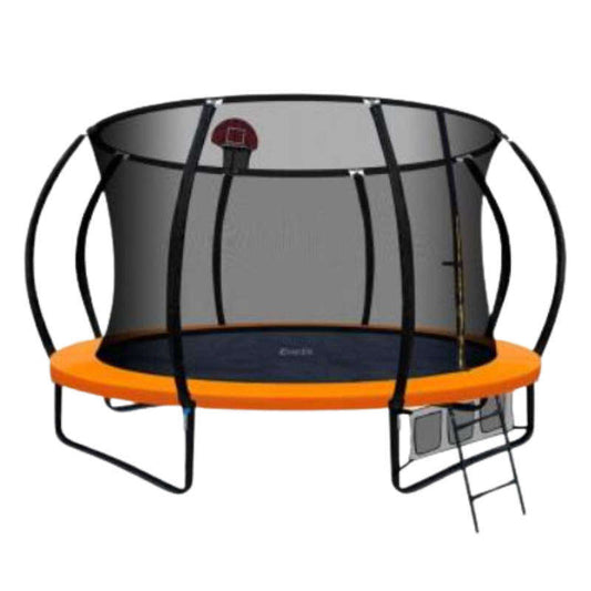 Trampoline Safety Net, Mat, Pad And Ladder With Basketball Set-Various Sizes
