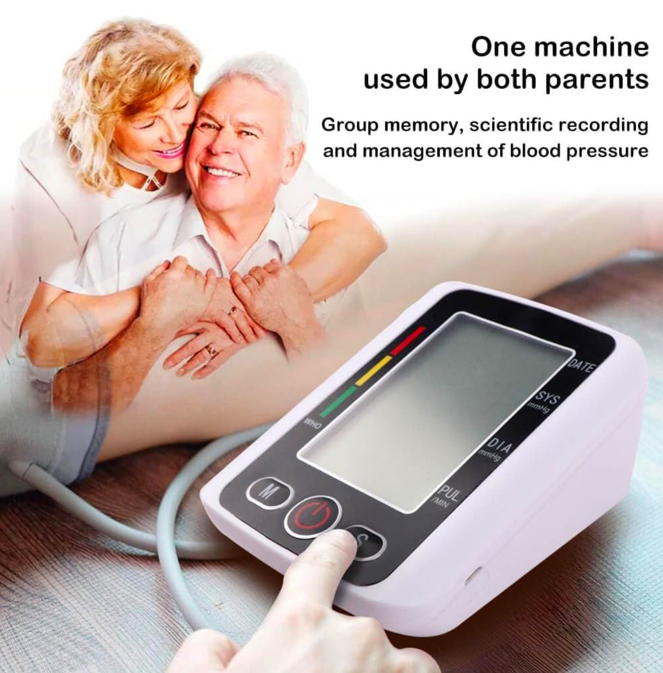 Blood Pressure Monitors Large Screen for Home use with Cuff Arm,Automatic Blood Pressure Machine Upper Arm for 2 Users BP Machine with Battery, White