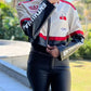 Ladies Crop Biker Faux Leather Jacket