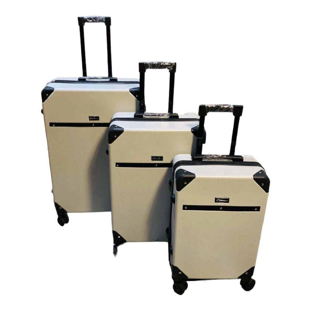 Retro Travel 3pc Trolley Case with Lock-Various Colours