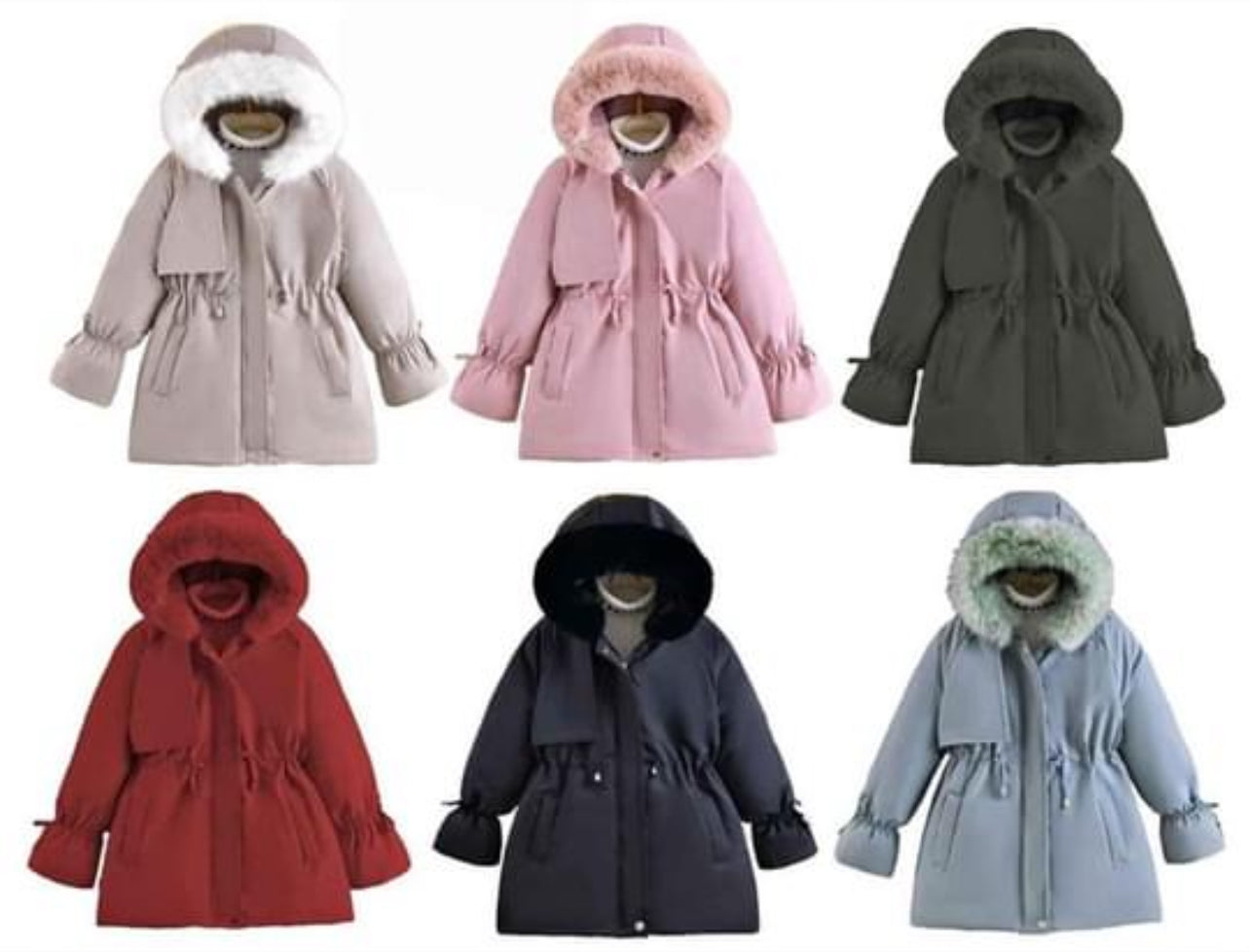 Ladies Hooded Faux Fur Lined Parka Jacket - Various Colours