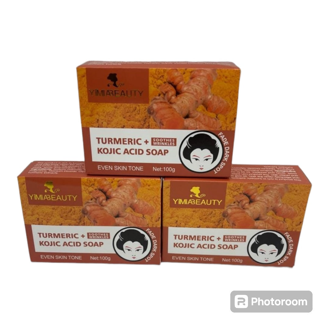 Kojic Acid Soap Dark Spot Remover with Turmeric, Vitamin C, E, Retinol, Collagen