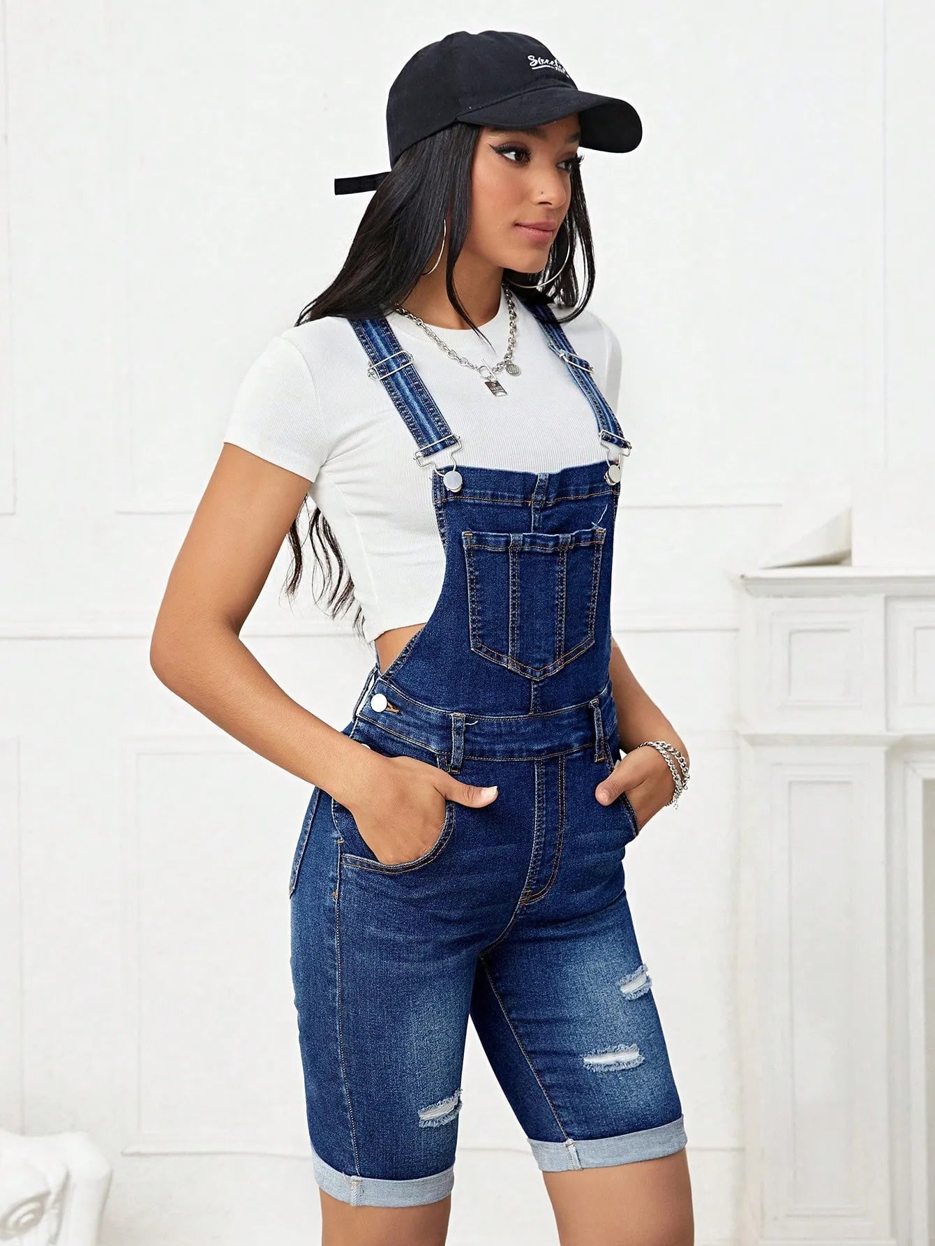 Ladies Dark Wash Denim Jumpsuit-Various Sizes