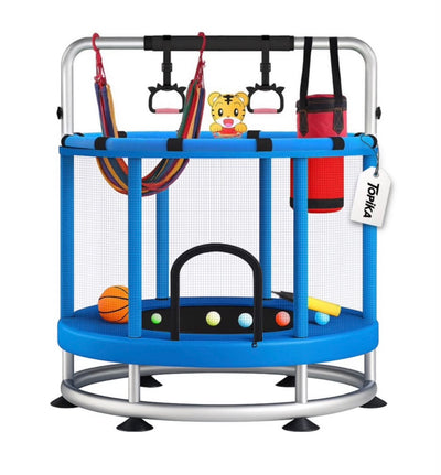 Trampoline for Kids with Enclosure, Gymnastics Bar & Toy, 140cm