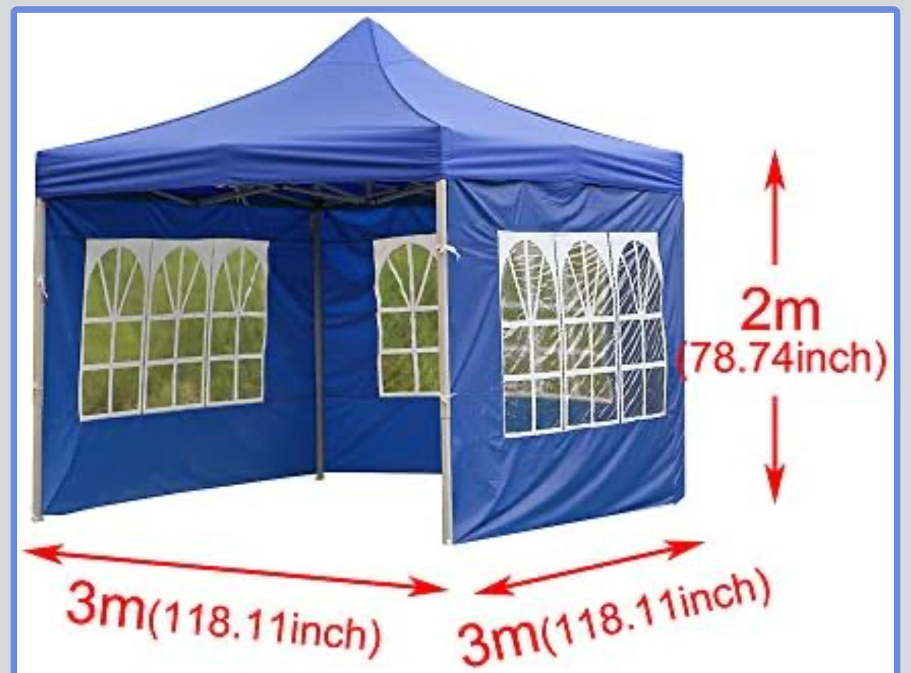 MHome Portable Pop Up Gazebo Marquee Tent With Clear PVC Windows And Walls 3x3M