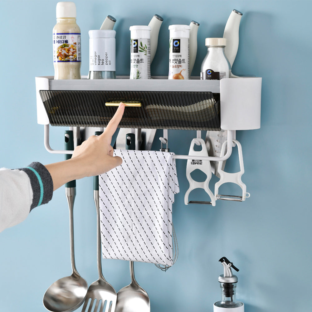 Multi-functional Wall Mounted Storage Organizer Shelf Rack with Pull O ...