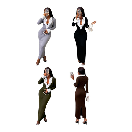 Ladies Trendy 2-in -1 Shirt & Maxi Dress - Various Colours