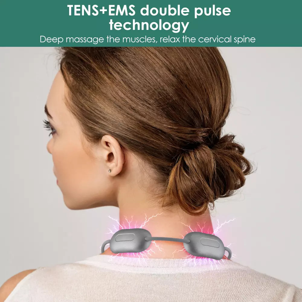 Smart Hanging Neck Shoulder Cervical Massager Heating TENS EMS Pulse Necklace