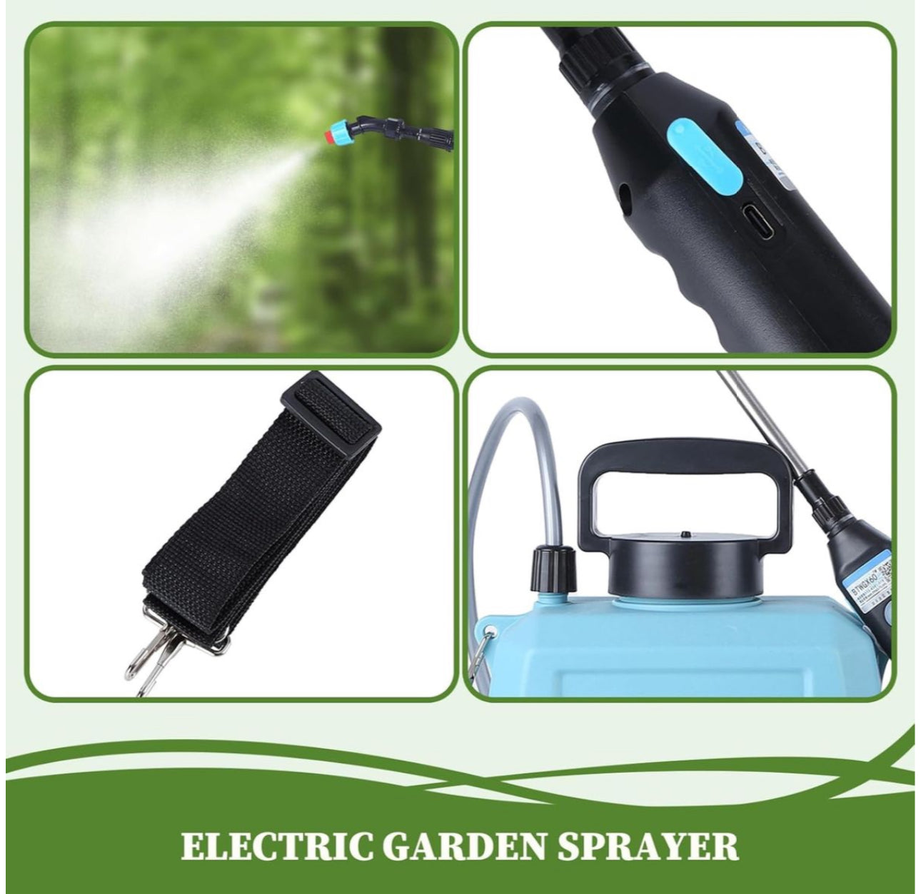 Electric Garden Sprayer Battery Powered Automatic Garden Plant Mister Rechargeable 5L