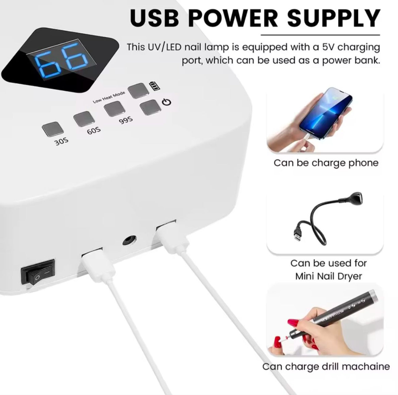 Sun Professional Rechargeable UV LED Nail Lamp Cordless UV Light for Gel Nail Machine S10