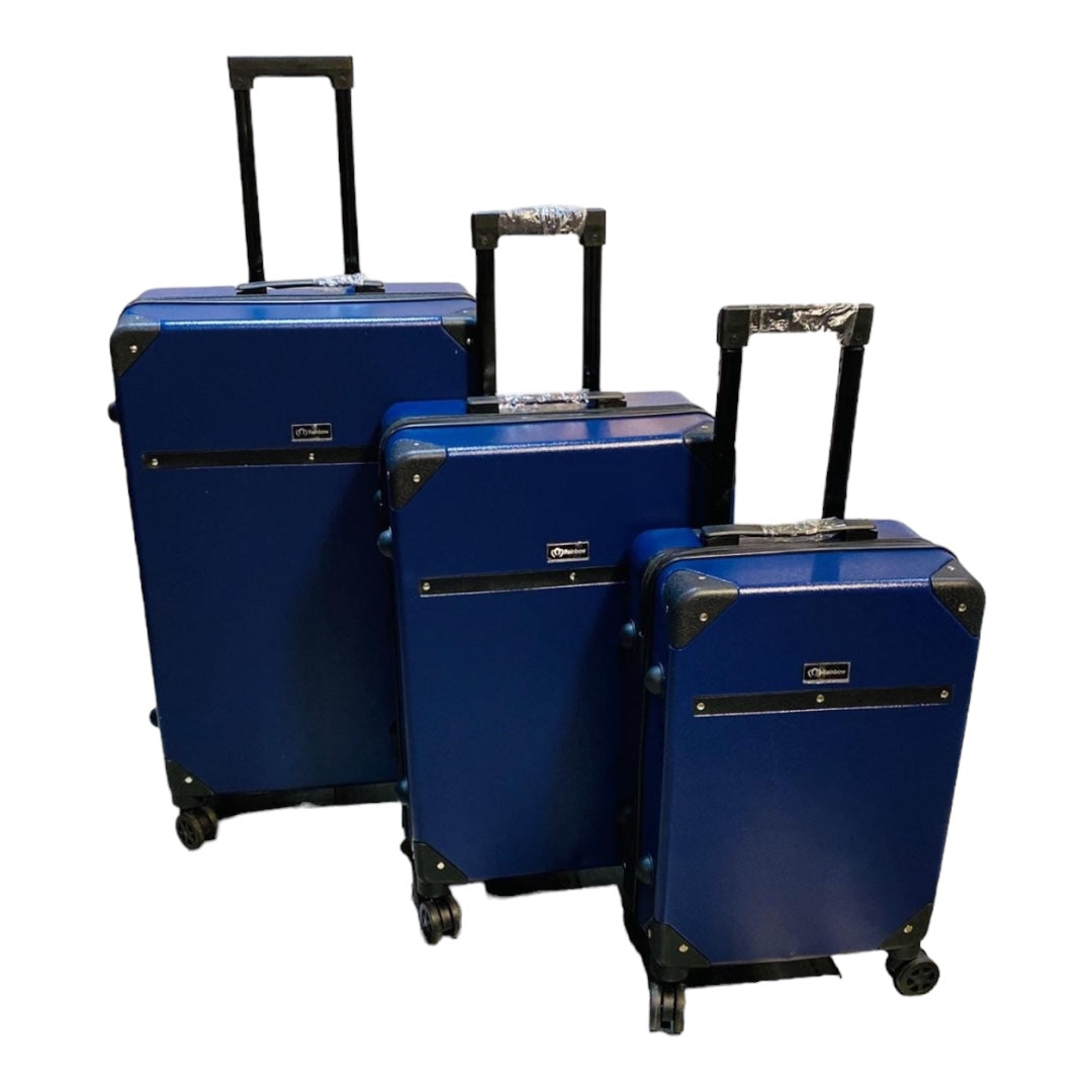 Retro Travel 3pc Trolley Case with Lock-Various Colours