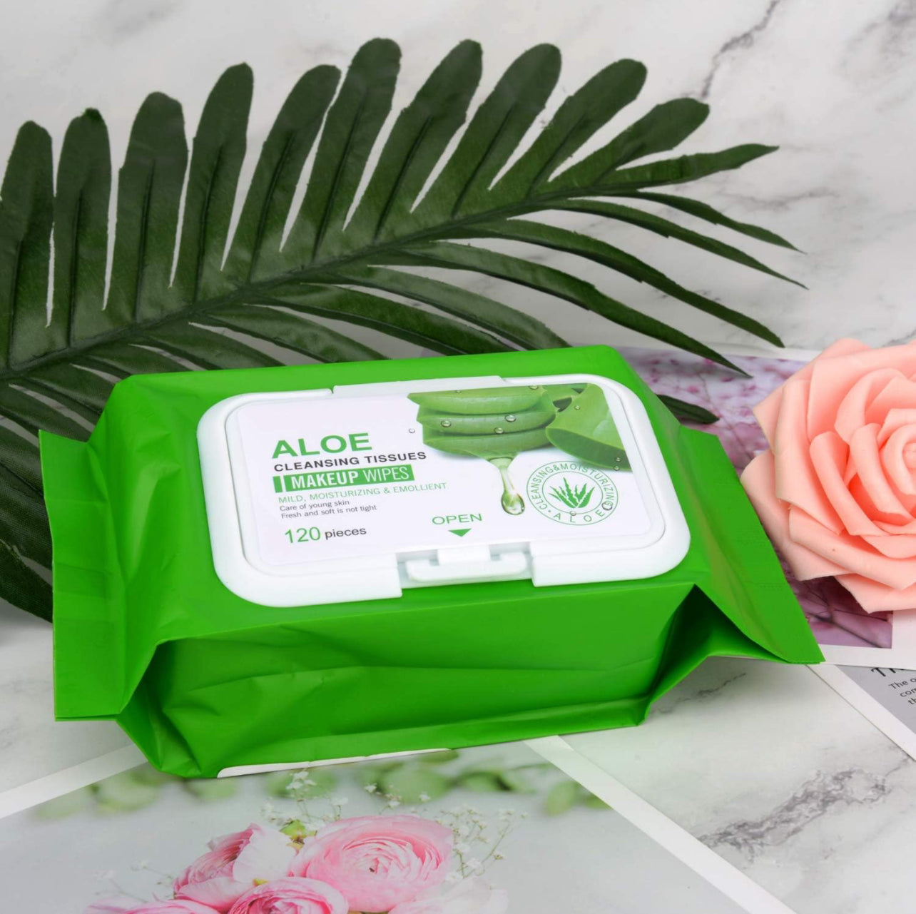ALOE Soft Cotton Wet Wipes Facial Cleansing Towel, Mild, Moisturizing, Emollient, Non-woven Makeup Cotton Pads Lint Free Face Eye Lip Nail Polish Remover Cosmetic Pads, 30pc/bag