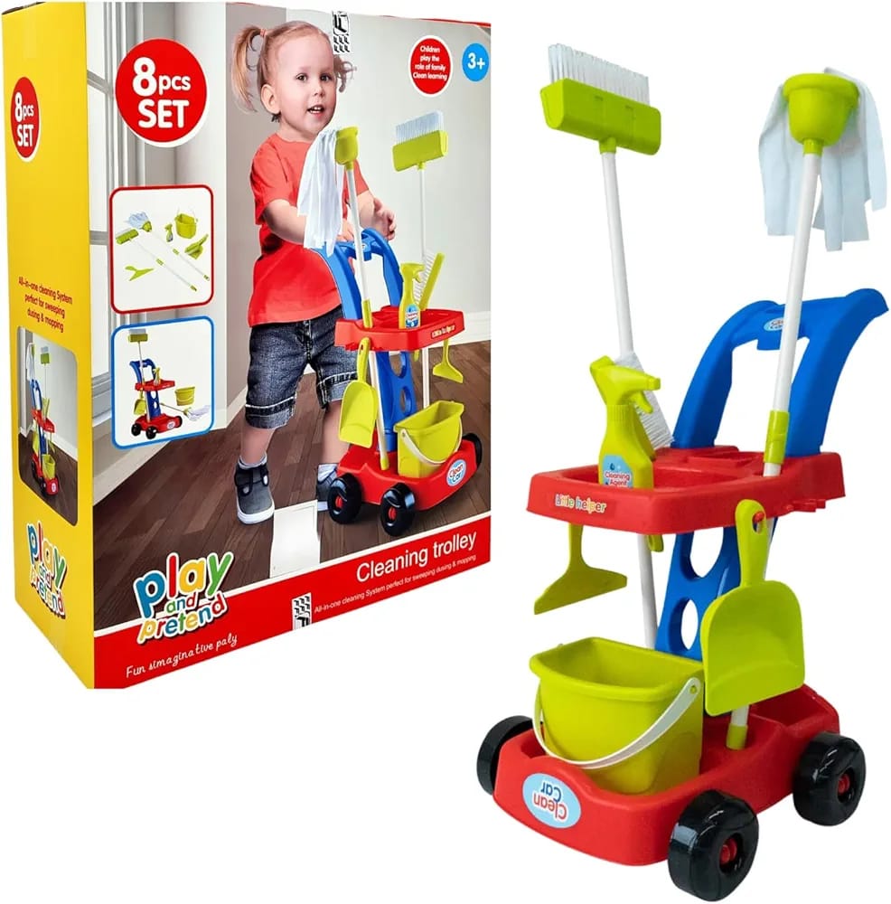 Play Pretend Cleaning Trolley 8 Piece
