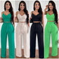 Ladies Summer Dressy Casual Outfits Sleeveless Cami Top And Palazzo Pants Set Trendy Two Piece Outfit-Various Colours
