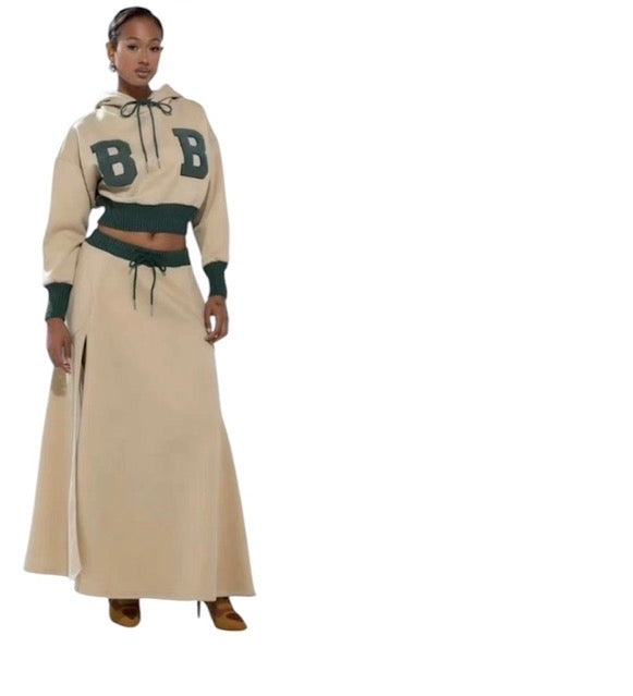 Ladies B-Varsity 2pc Hoodie & Maxi Skirts-Various Colours