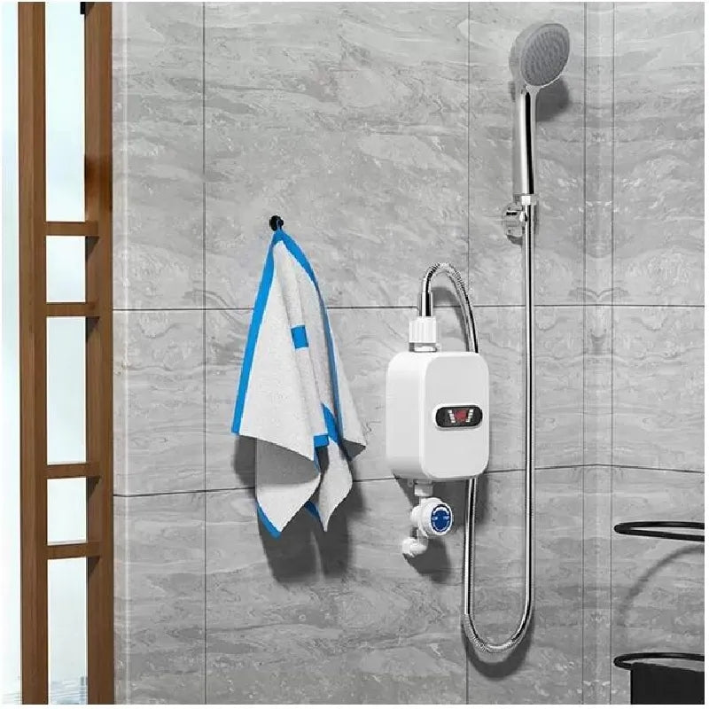 Mini Electric Tankless Water Heater with LED Temperature Display & Shower Head