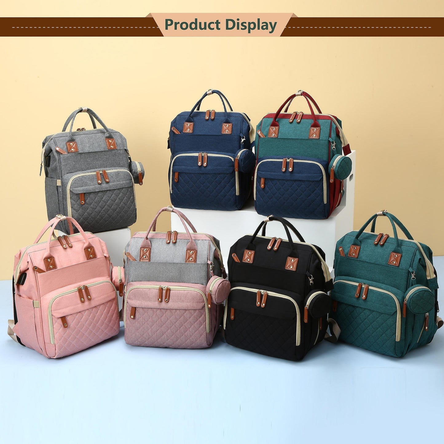 Multifunctional Baby Diaper Bag Backpack With Changing 
Station - Waterproof Large Travel Backpack For Boys And Girls