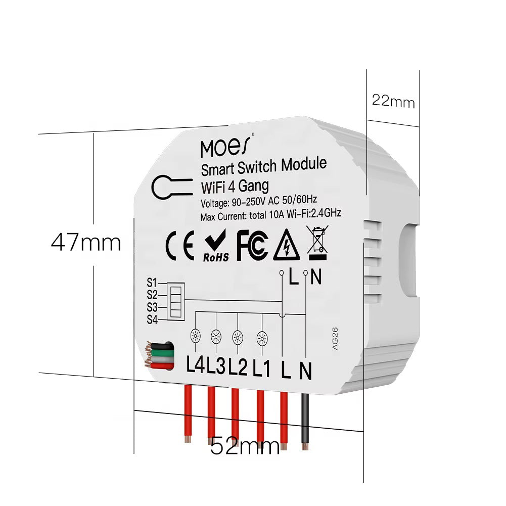 Moes Smart Switch Module 4 Gang