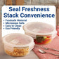 MHome Borosilicate Glass Food Storage Container With Air Vent Lid, Set of 3pc